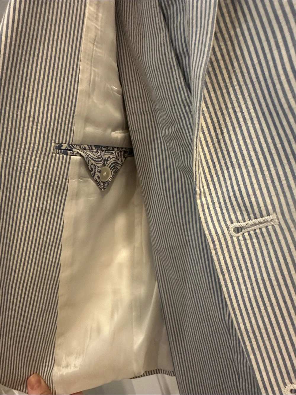 Ralph Lauren Light Blue and White Pinstripe Seersucker Suit